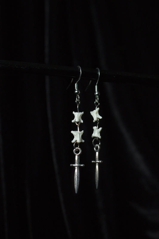 Dagger Snake Vertebrae Earrings