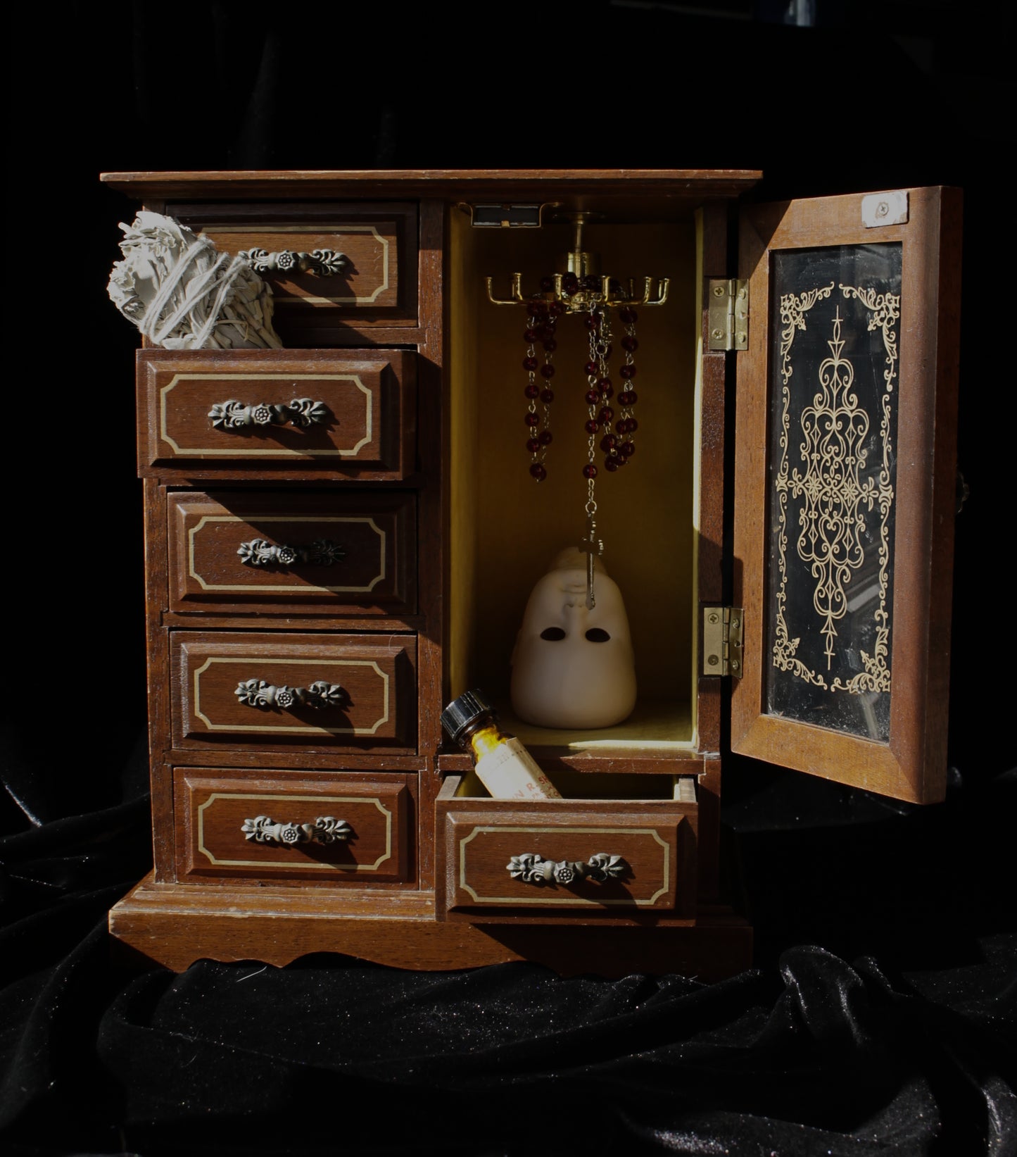 Vintage Miniature Musical Display Cabinet | Chestnut Finish
