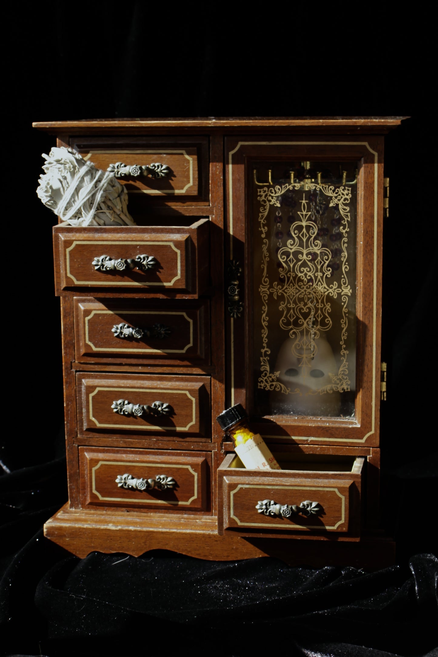 Vintage Miniature Musical Display Cabinet | Chestnut Finish