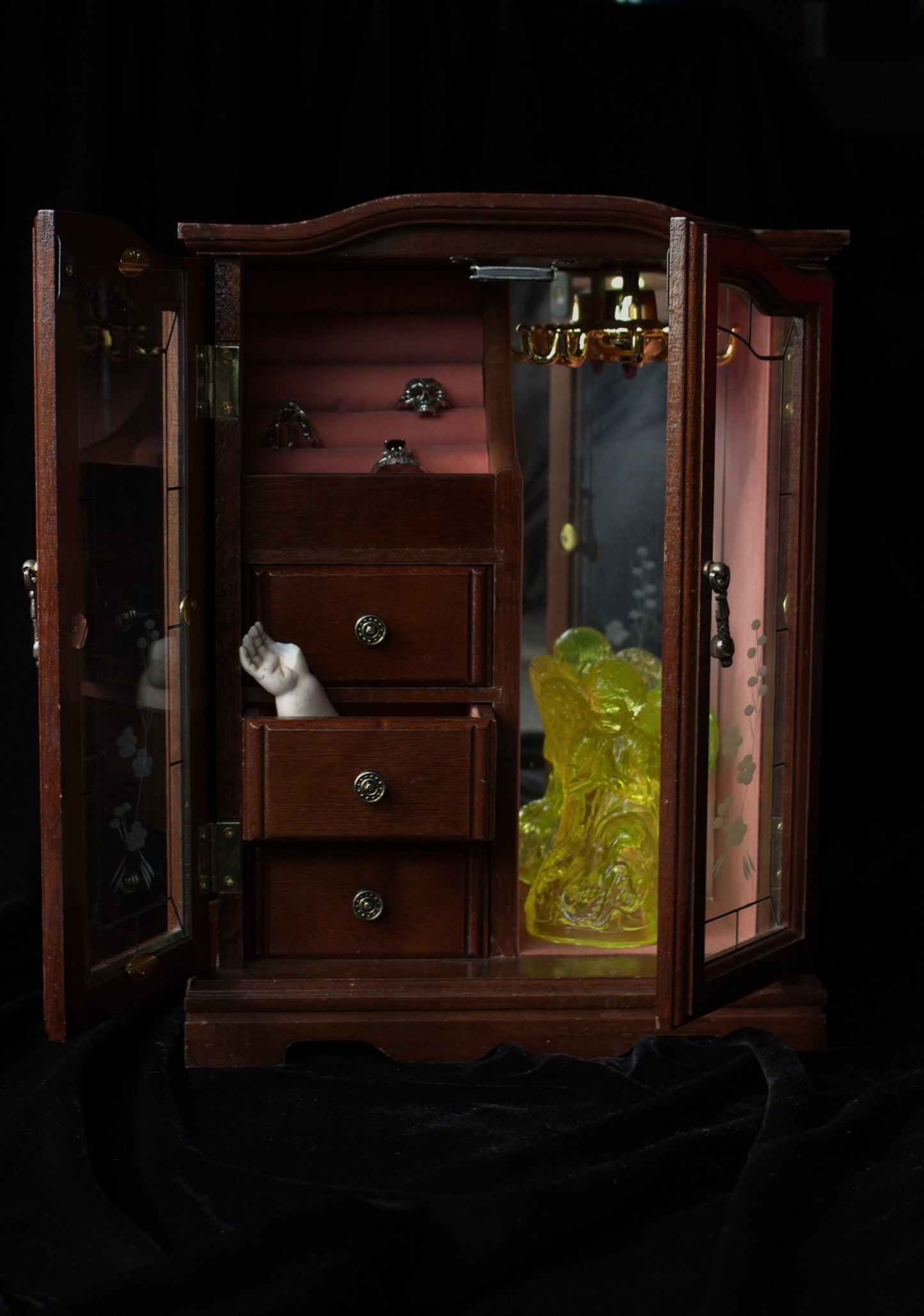 Vintage Miniature Display Cabinet | Walnut Finish