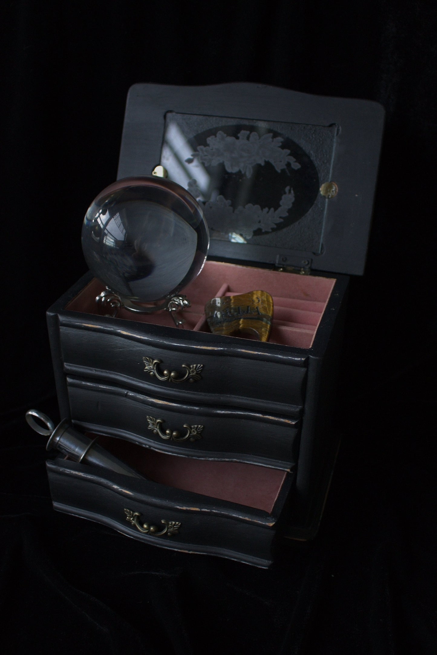 Vintage Miniature Display Drawers | Black Finish